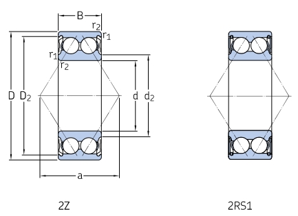 角接觸球軸承，品牌：SKF，尺寸圖3