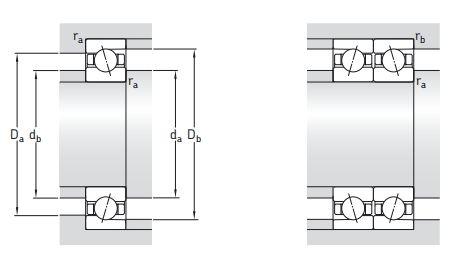 角接觸球軸承，品牌：SNFA，尺寸圖2