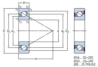 角接觸球軸承，品牌：SKF，尺寸圖1